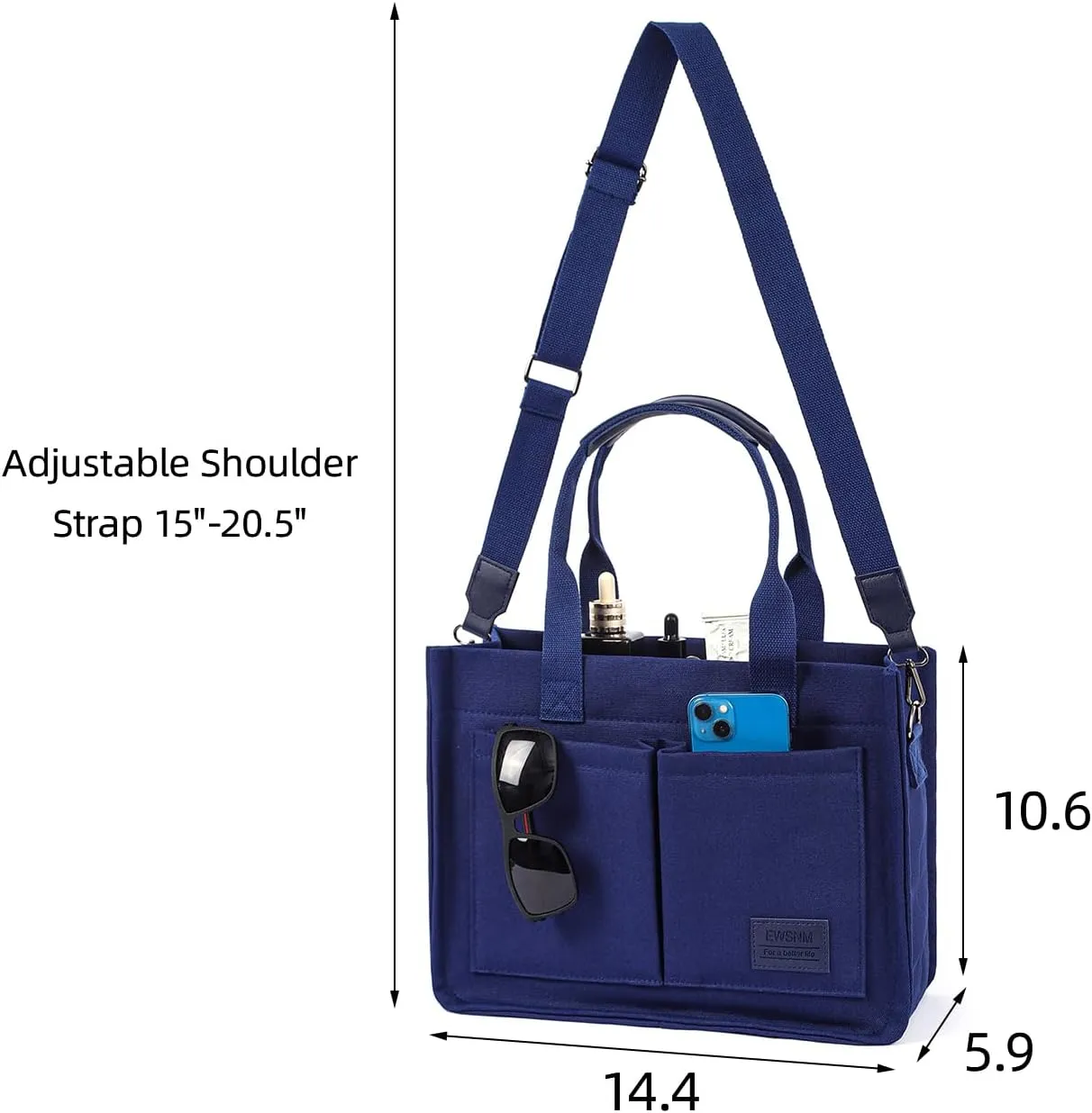 Canvas Tote Bag for Women, Large Laptop Travel Tote Handbag Totes with Crossbody Shoulder Teachers Reusable Grocery Bags