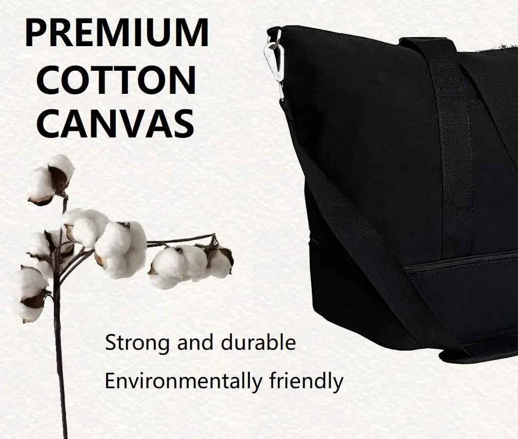 Canvas Travel Duffle Bag with Shoe Compartment