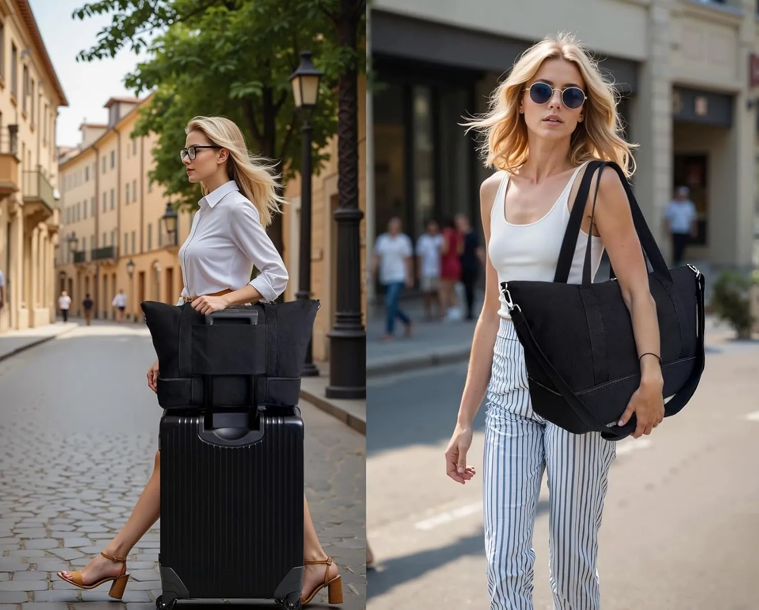 Canvas Travel Duffle Bag with Shoe Compartment