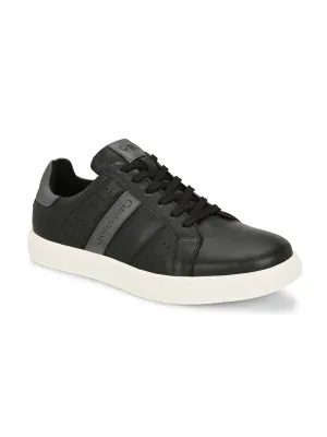 CARLO ROMANO BY WASAN BLACK GREY COLOR LIGHT WEIGHT VEGAN LEATHER SNEAKER FOR MEN