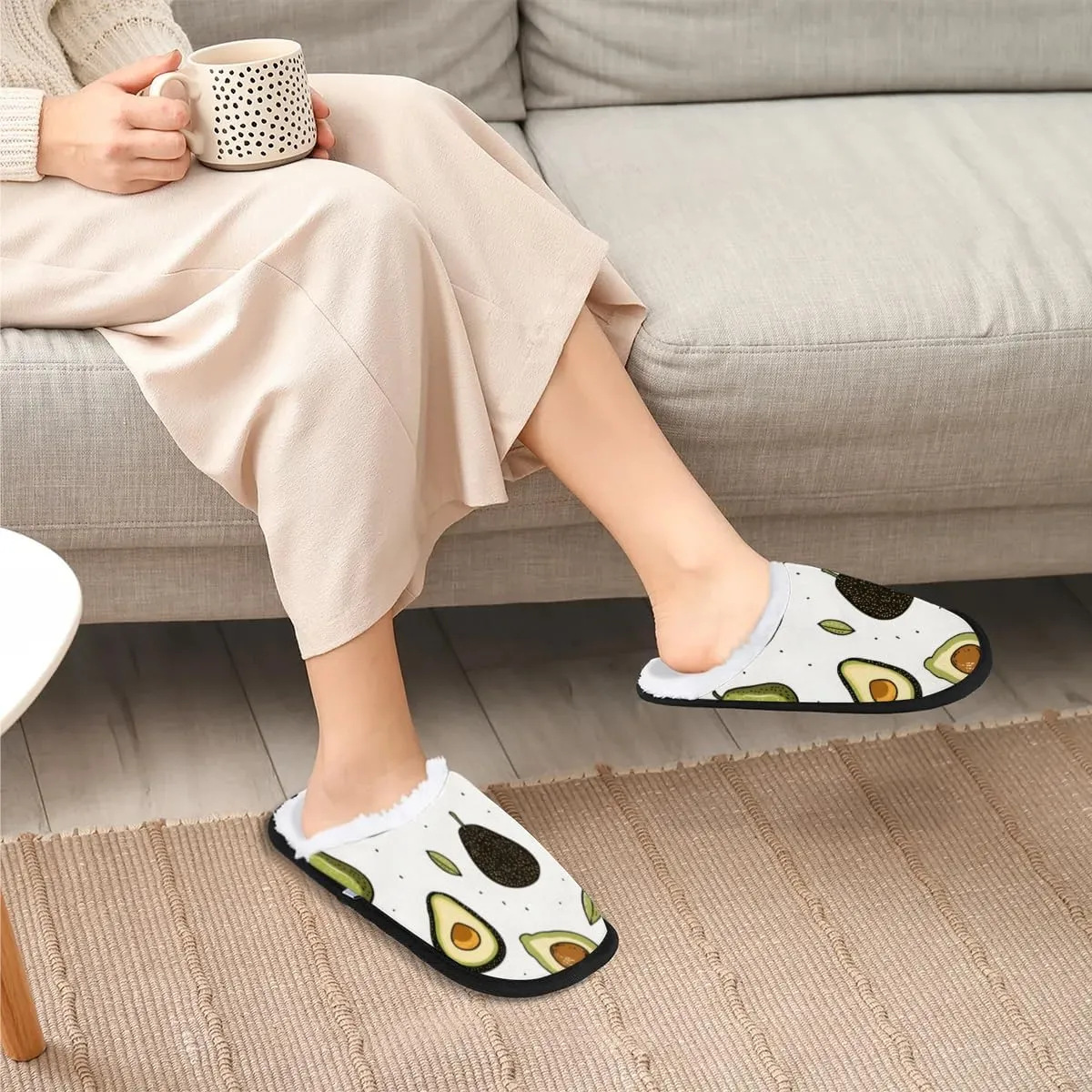 Cartoon Avocado Cute Slippers for Women Soft Non-Slip Indoor Slippers Home Slippers