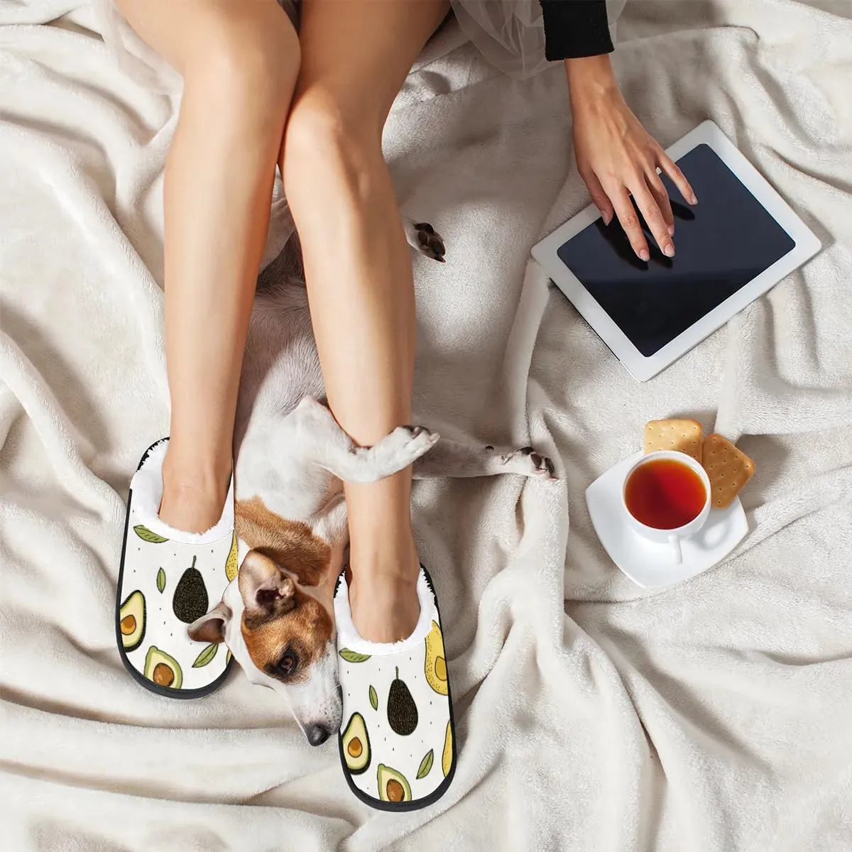 Cartoon Avocado Cute Slippers for Women Soft Non-Slip Indoor Slippers Home Slippers