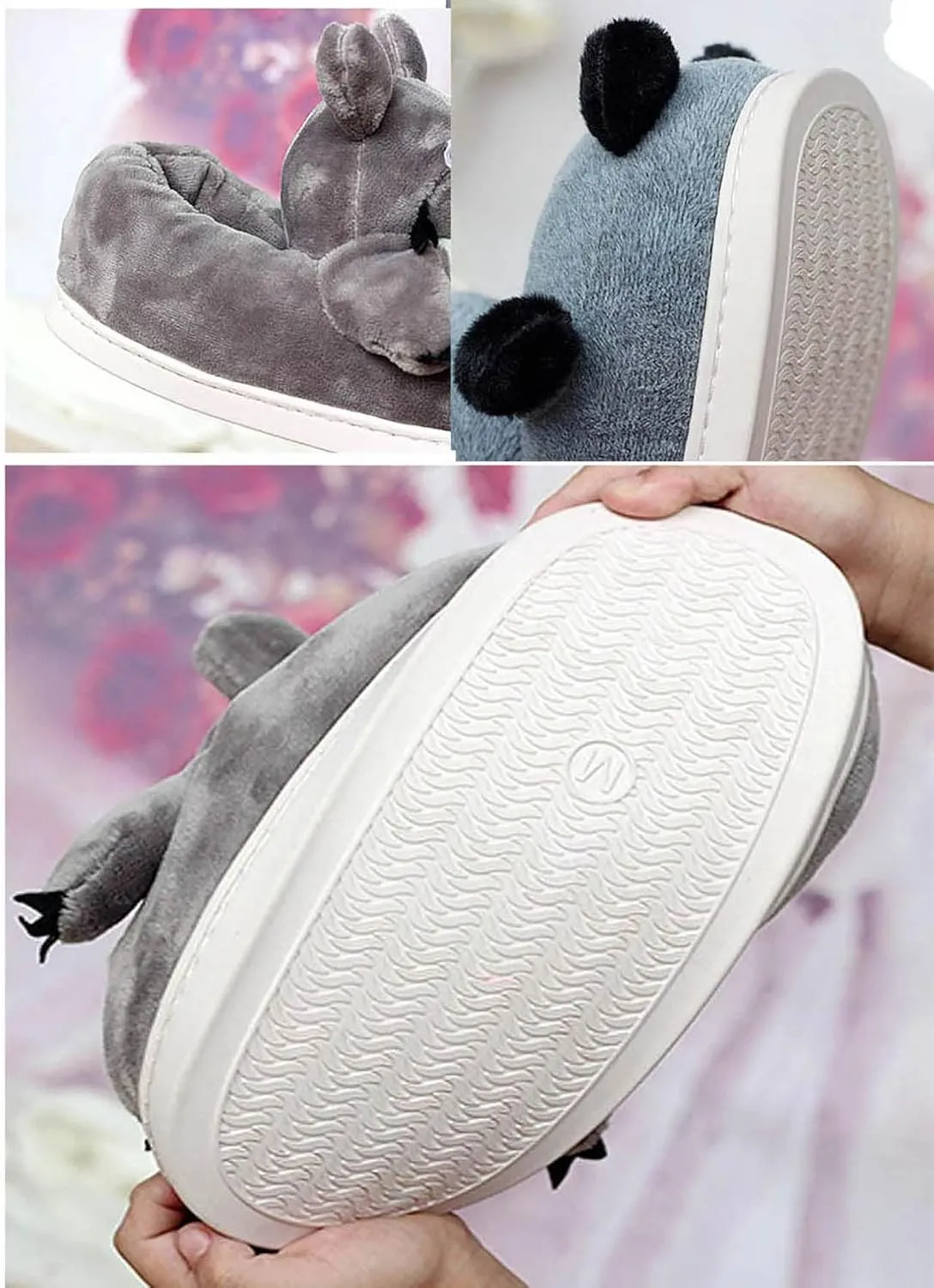 Cartoon fuzzy furry animal slippers for Adults Kids to keep warm in winter flannel slippers soft and Cozy home shoes