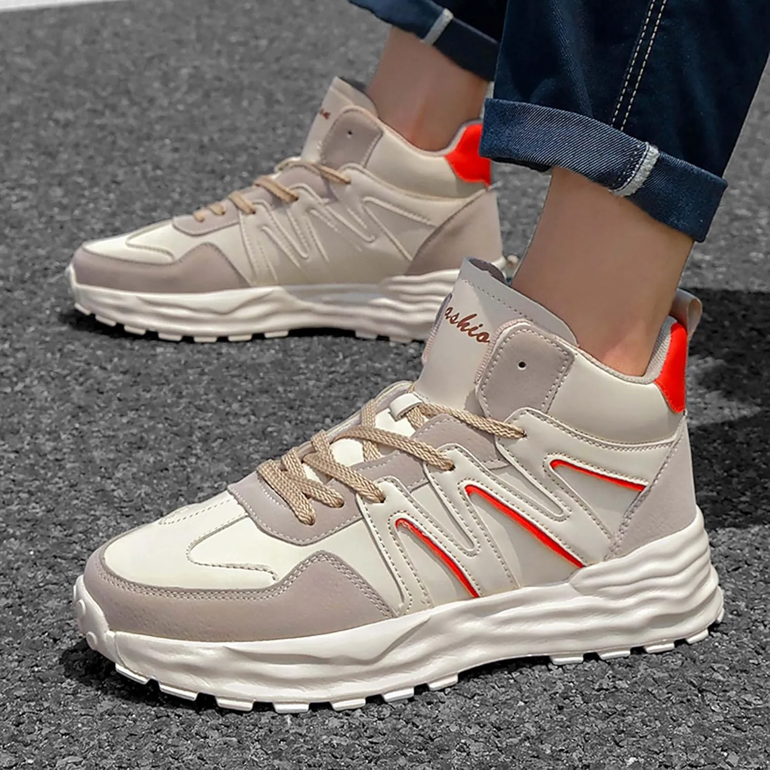Casual Shoes, Sports Basketball Shoes Men's and Women's High Top Basketball Shoes, Streetball Master Breathable and Non Slip Outdoor Sports Shoes, Shock-Absorbing Fitness Shoes