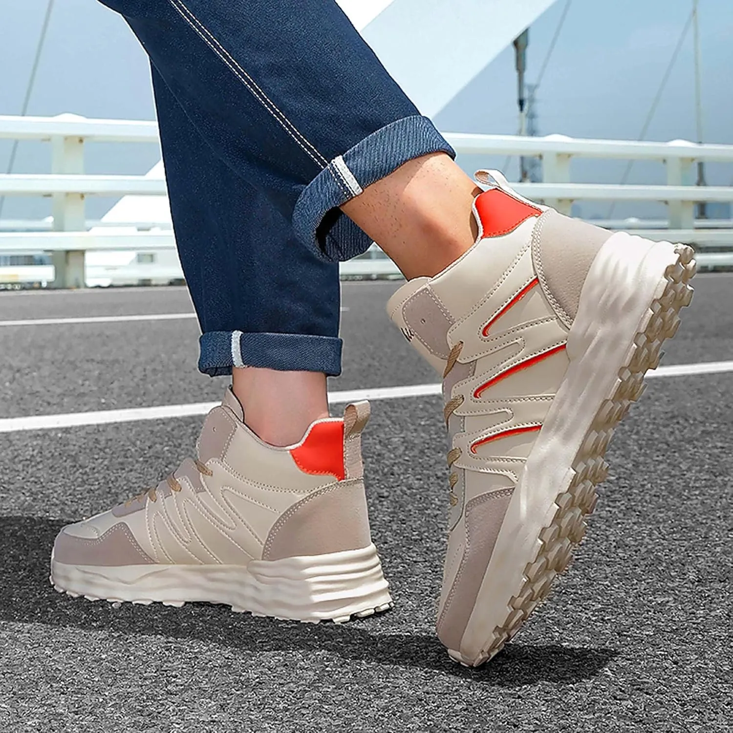 Casual Shoes, Sports Basketball Shoes Men's and Women's High Top Basketball Shoes, Streetball Master Breathable and Non Slip Outdoor Sports Shoes, Shock-Absorbing Fitness Shoes