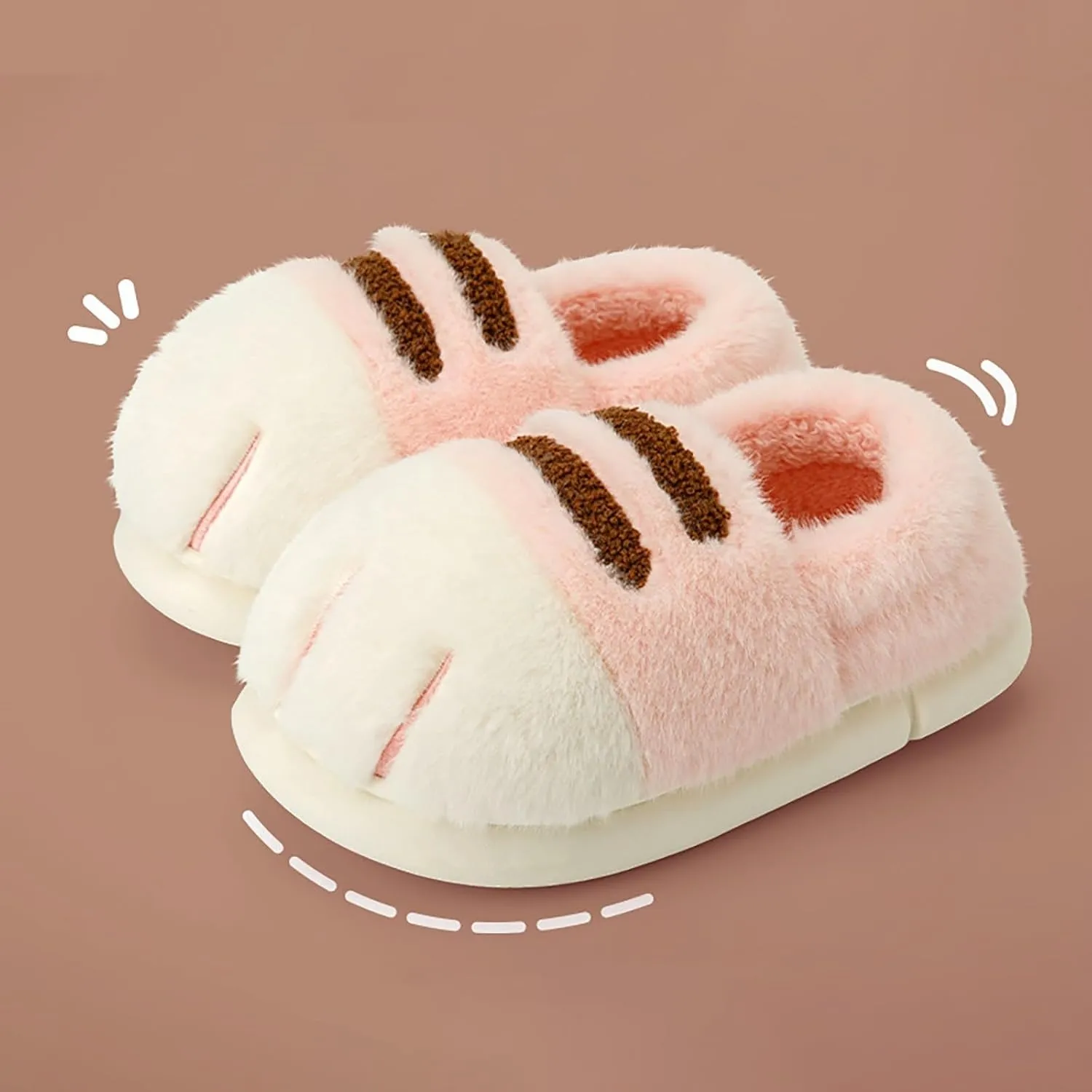 Cat Paw Slippers for Women Cute Funny 3D Cat Paw Cartoon Closed Back Slipper Fluffy Warm Furry Bedroom House Shoes
