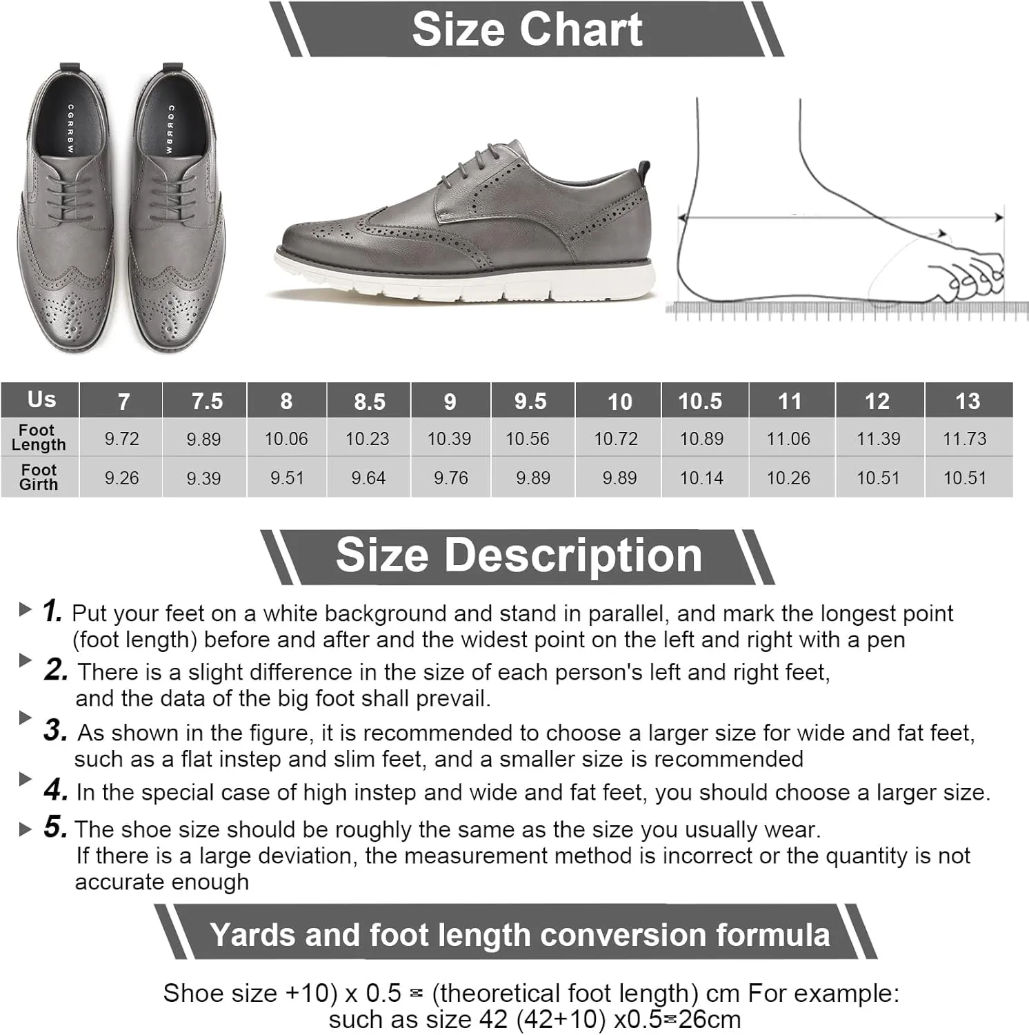 CGRRBW Mens Dress Shoes Casual Oxford Shoes Dress Sneakers Business Wingtip Brogue Office Shoes