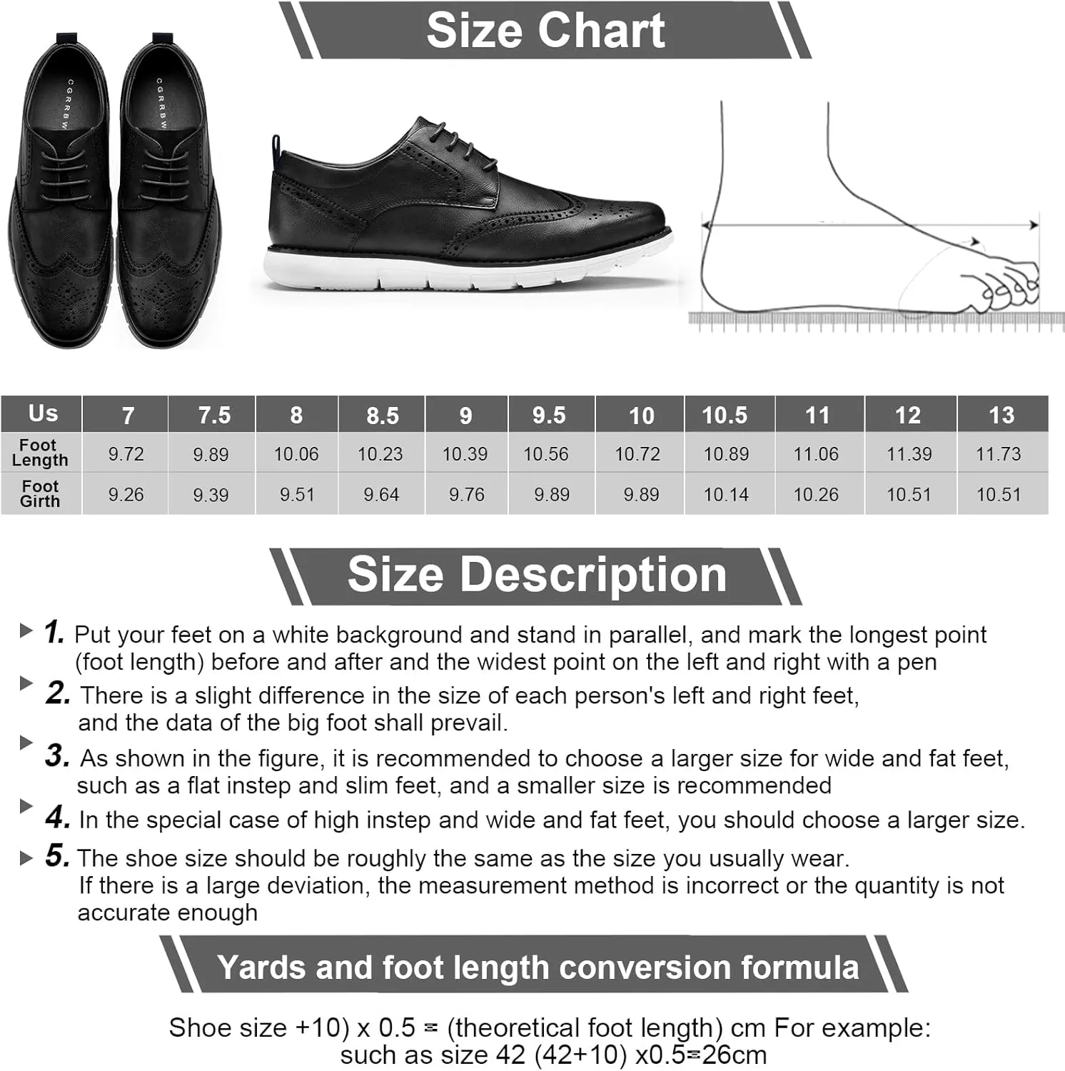 CGRRBW Mens Dress Shoes Casual Oxford Shoes Dress Sneakers Business Wingtip Brogue Office Shoes
