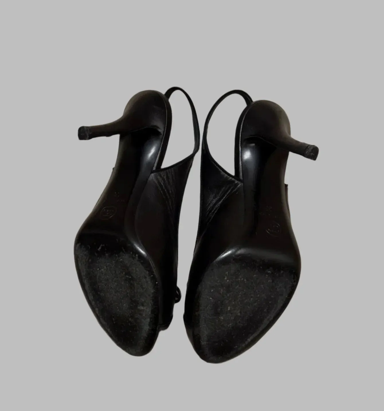 CHANEL Black Leather Slingback Heels – Size 38 | Luxury Designer Shoes | Made in Italy