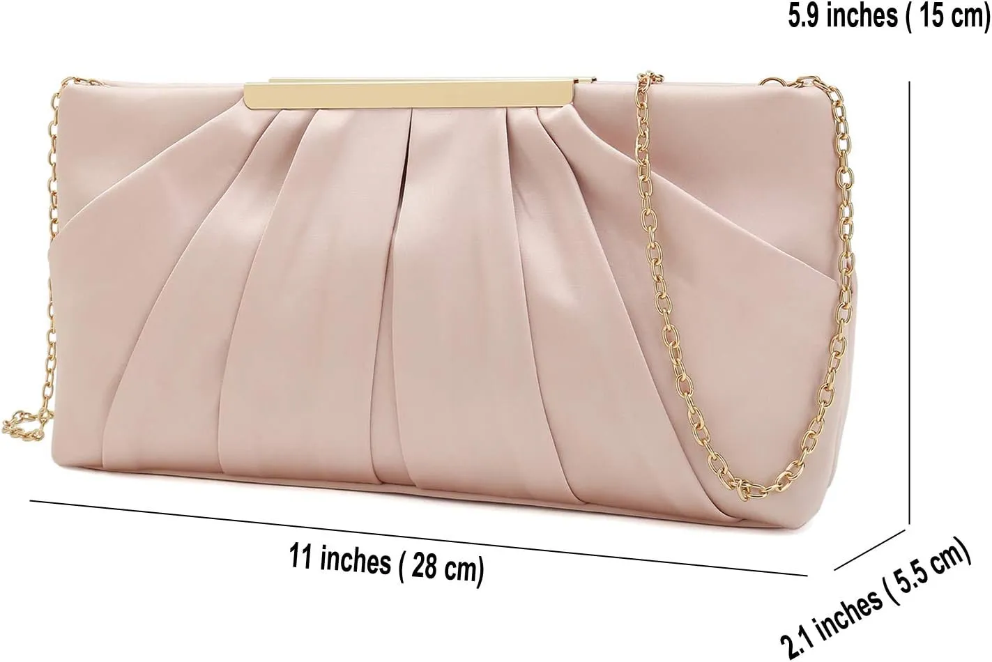CHARMING TAILOR Clutch Evening Bag Elegant Pleated Satin Formal Handbag Simple Classy Purse for Women