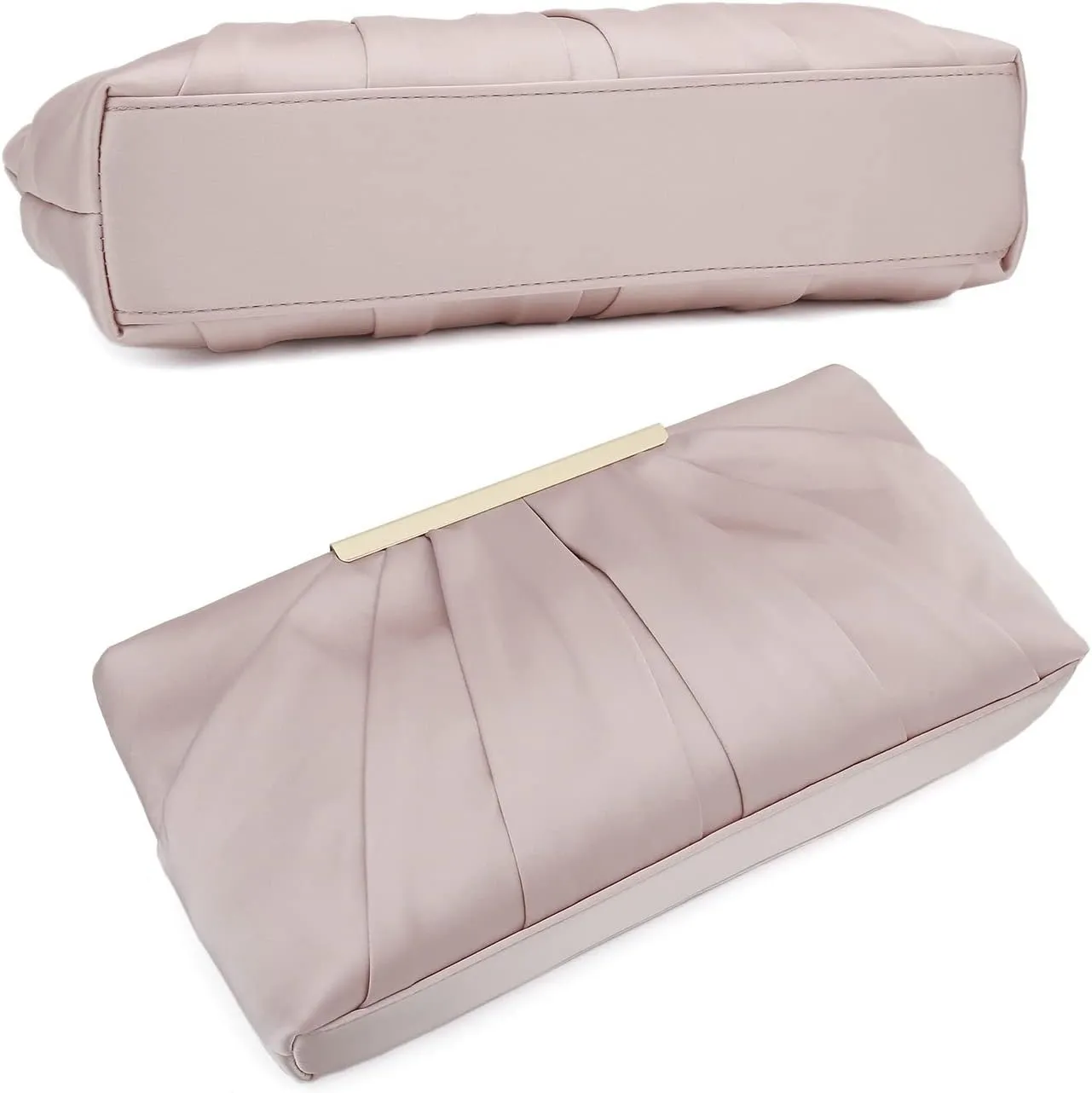 CHARMING TAILOR Clutch Evening Bag Elegant Pleated Satin Formal Handbag Simple Classy Purse for Women