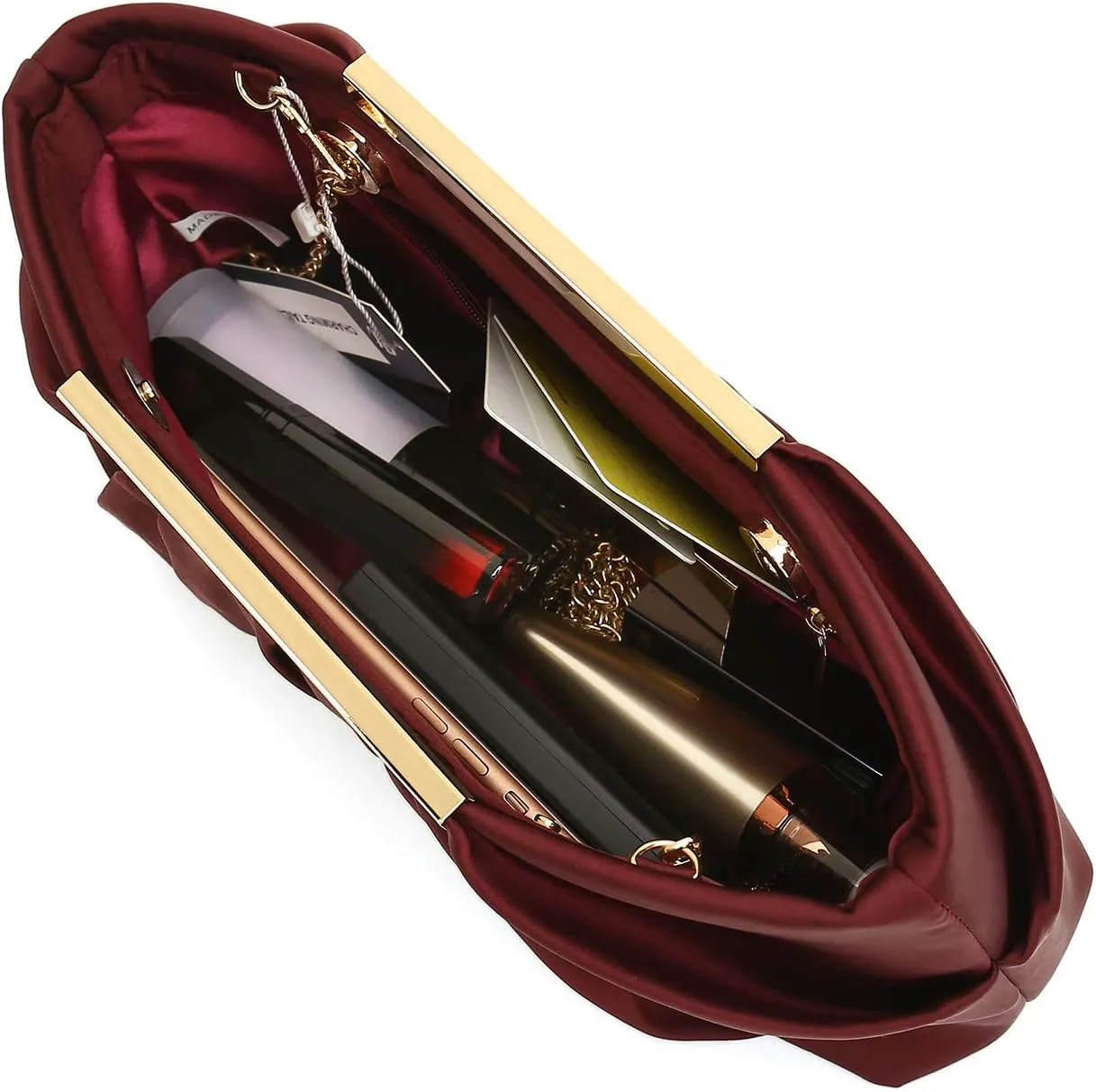 CHARMING TAILOR Clutch Evening Bag Elegant Pleated Satin Formal Handbag Simple Classy Purse for Women