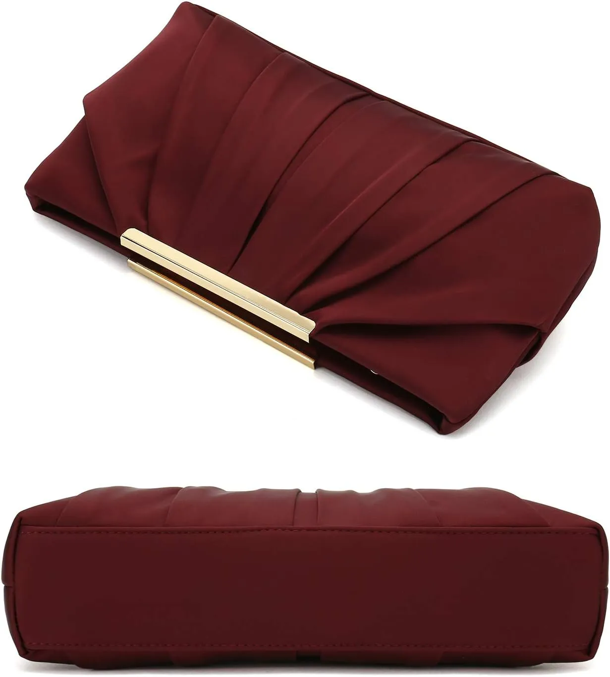 CHARMING TAILOR Clutch Evening Bag Elegant Pleated Satin Formal Handbag Simple Classy Purse for Women