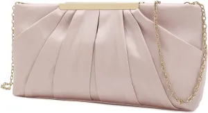 CHARMING TAILOR Clutch Evening Bag Elegant Pleated Satin Formal Handbag Simple Classy Purse for Women