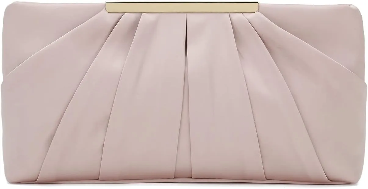 CHARMING TAILOR Clutch Evening Bag Elegant Pleated Satin Formal Handbag Simple Classy Purse for Women