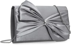 CHARMING TAILOR Satin Bow Formal Bag Women Evening Purse Elegant Clutch Handbag Wedding/Prom/Party