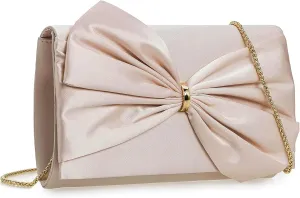 CHARMING TAILOR Satin Bow Formal Bag Women Evening Purse Elegant Clutch Handbag Wedding/Prom/Party