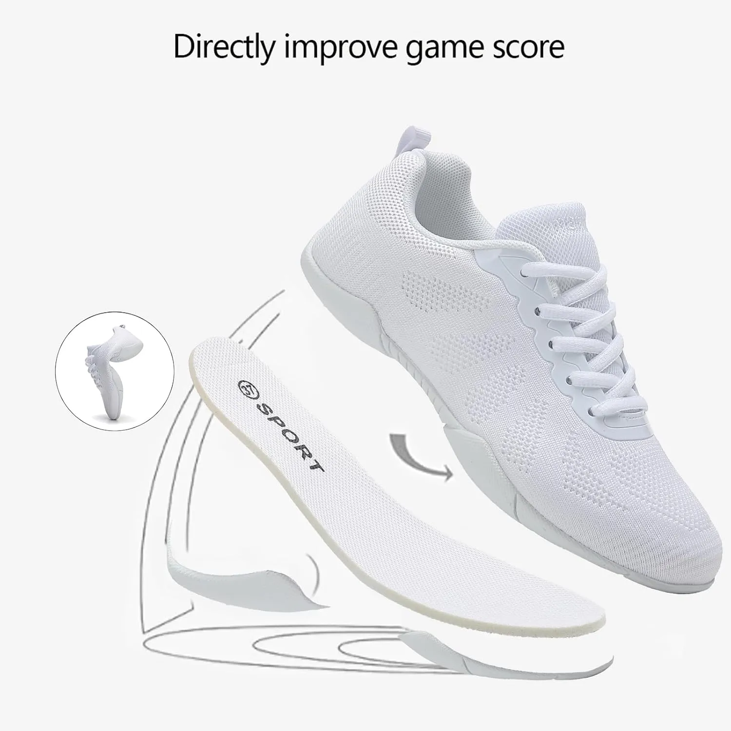 Cheer Shoes Girls Dance Athletic Shoes Women Gymnastic Training and Competition Sports Comfortable mesh Cheerleading Shoes for Kid Youth Adult