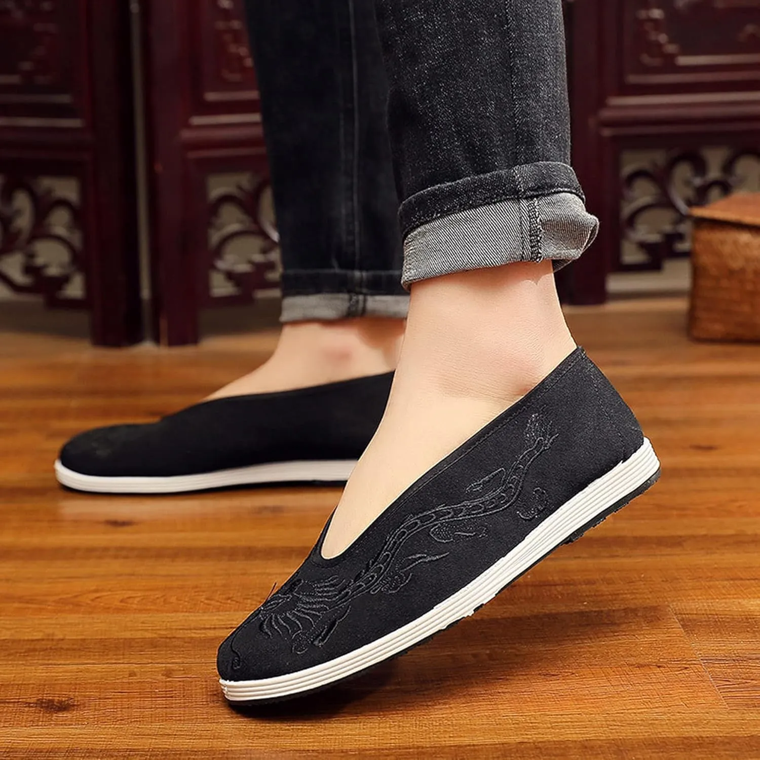 Chinese Slip Ons Shoes Traditional Old Beijing Shoes Kung Fu Tai Chi Cloth Shoes Unisex