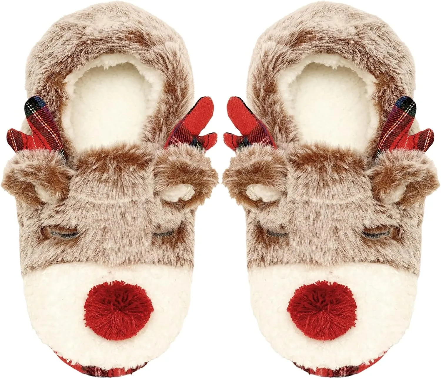 Christmas Deer slippers, cute fuzzy foam slippers