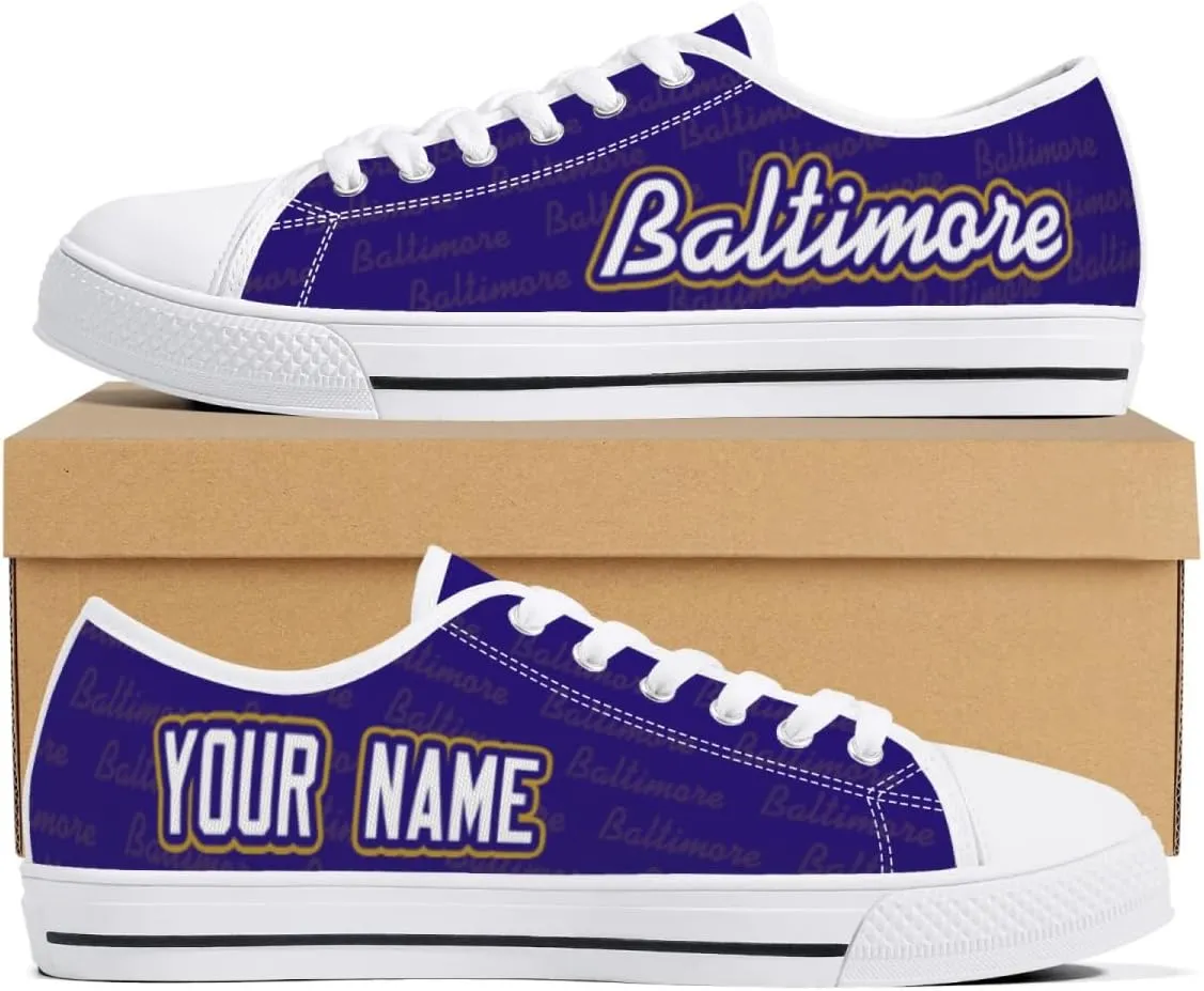 City Custom Low Top Big Logo Canvas Sneakers Shoes Personalized Name Athletic Shoes Fans Gifts for Men Women