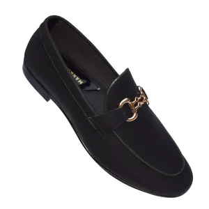 Classic Black Formal Slip-On Shoes with Gold Chain Accent M365
