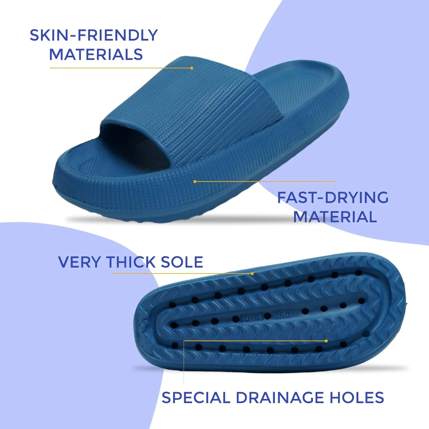 Cloud Slides For Women And Men - Comfy Non Slip Indoors Slippers For Shower Spa Pool College Outdoors Slides - Soft And Cozy Open Toe House Sandals Thick Soles
