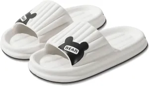 Cloud Slides for Women Men Bear Pillow Slippers Non Slip Shower Bath Platform Foam Sandals for Indoor Outdoor House Pool