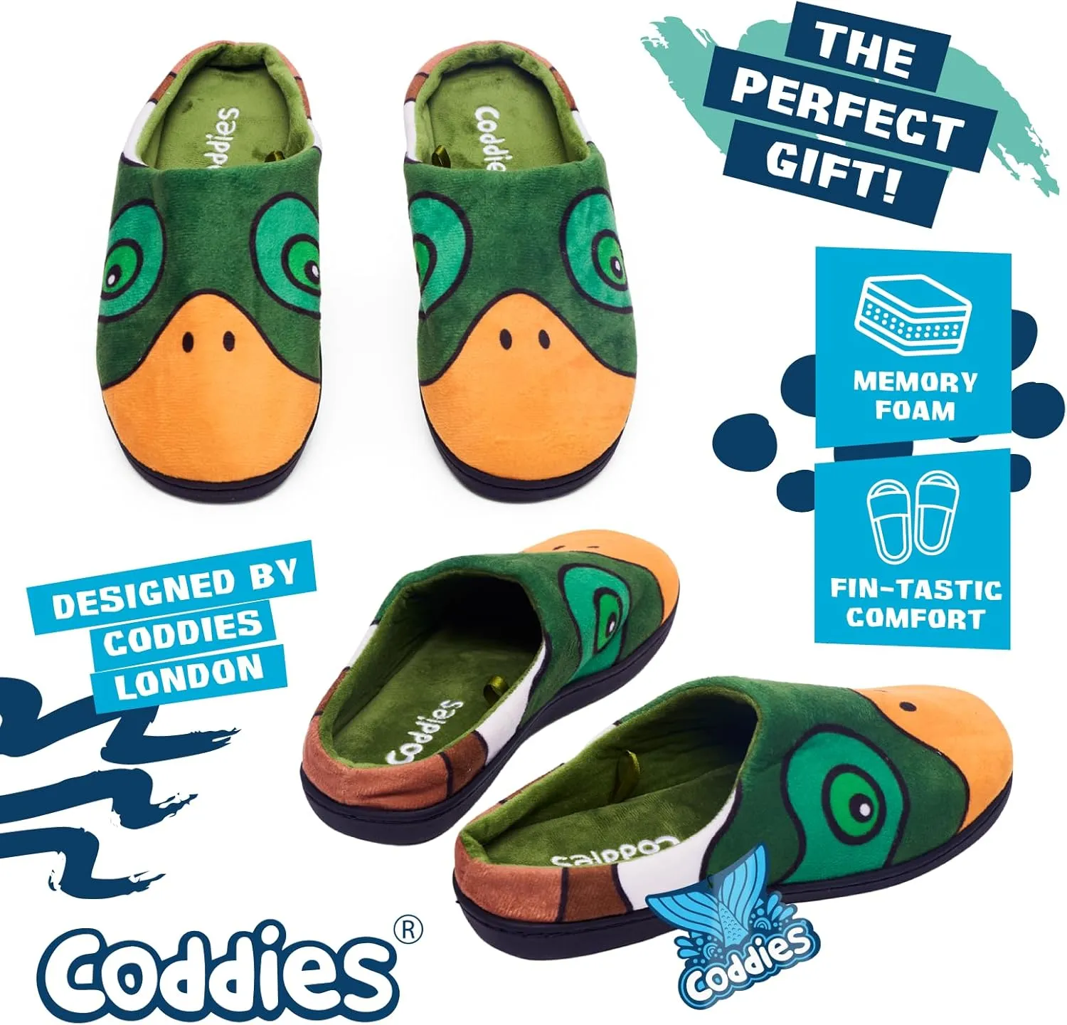 Coddies Duck Slippers | Novelty Shoes for Indoor & Outdoor Use | Men, Women & Children | 5 Sizes | Quacking Gift