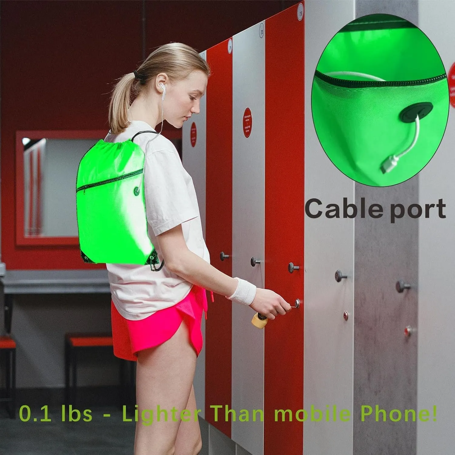 CODOBON Gym Drawstring Backpack with Zipper Pocket - Durable Cinch Sack for Swimming, Sports & Travel - Bulk Drawstring Bags for Men & Women (20, Green)