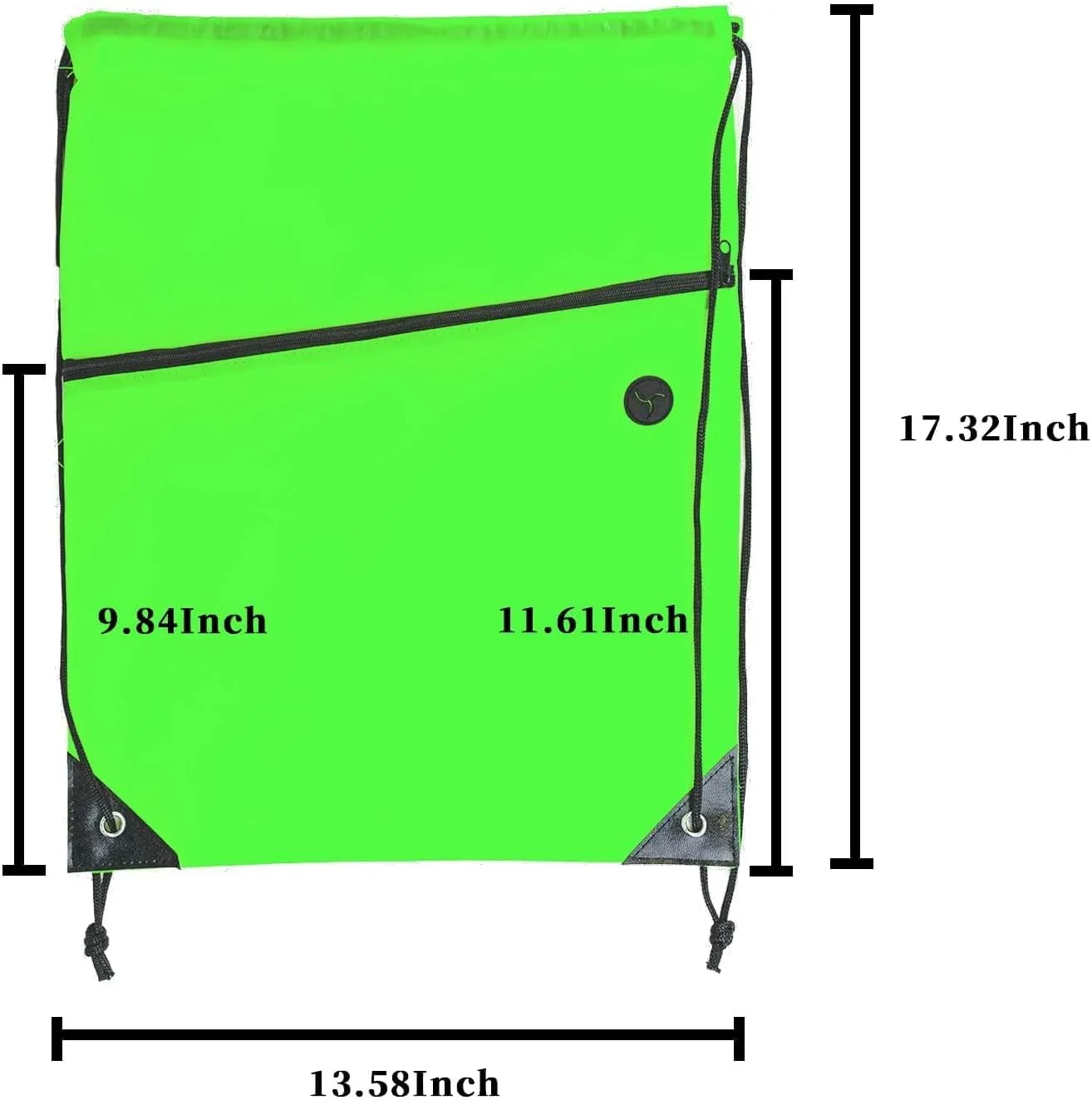 CODOBON Gym Drawstring Backpack with Zipper Pocket - Durable Cinch Sack for Swimming, Sports & Travel - Bulk Drawstring Bags for Men & Women (20, Green)