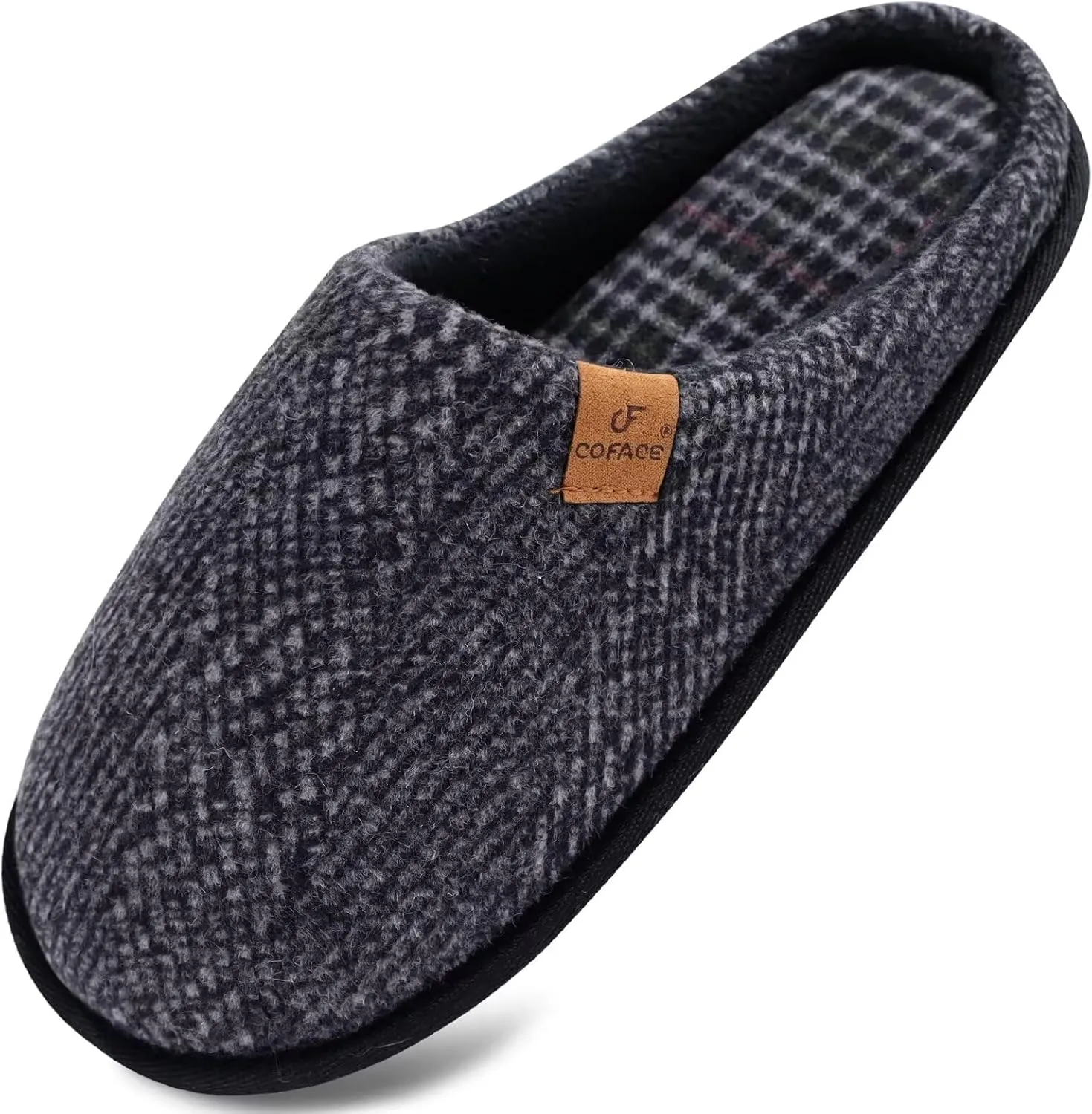 COFACE Unisex Mens Womens Cozy Memory Foam Scuff Slippers Casual Slip On Warm House Shoes Indoor/Outdoor Felt Sandal Slippers With Arch Support Rubber Sole Size 4-15