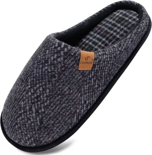 COFACE Unisex Mens Womens Cozy Memory Foam Scuff Slippers Casual Slip On Warm House Shoes Indoor/Outdoor Felt Sandal Slippers With Arch Support Rubber Sole Size 4-15