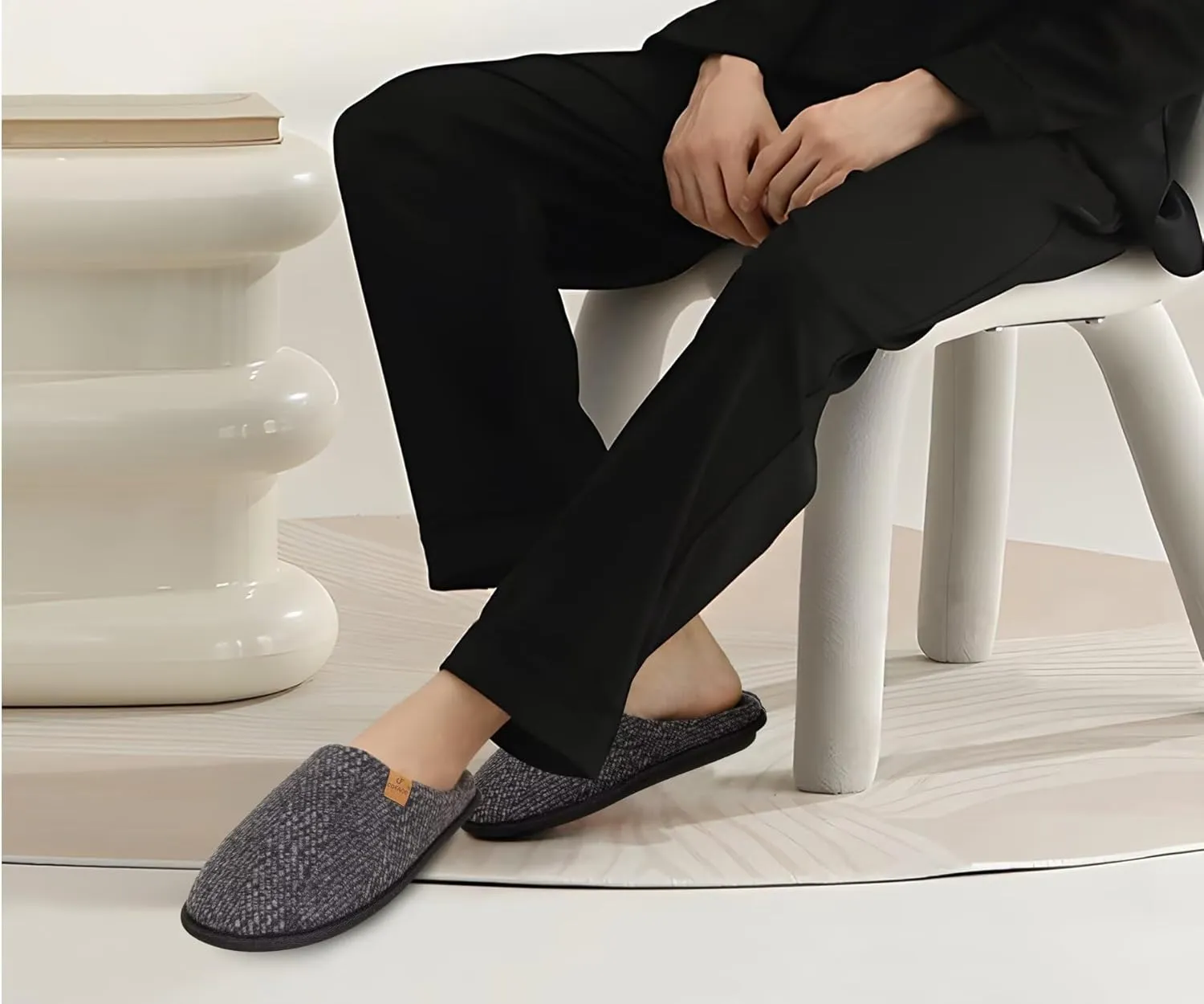 COFACE Unisex Mens Womens Cozy Memory Foam Scuff Slippers Casual Slip On Warm House Shoes Indoor/Outdoor Felt Sandal Slippers With Arch Support Rubber Sole Size 4-15
