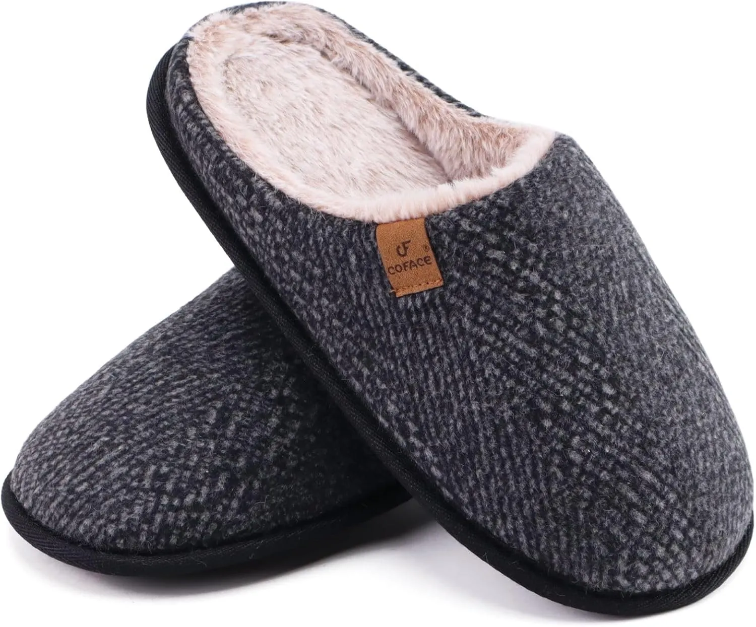 COFACE Unisex Mens Womens Cozy Memory Foam Scuff Slippers Casual Slip On Warm House Shoes Indoor/Outdoor Sandal Slippers With Arch Support Rubber Sole Size 4-15