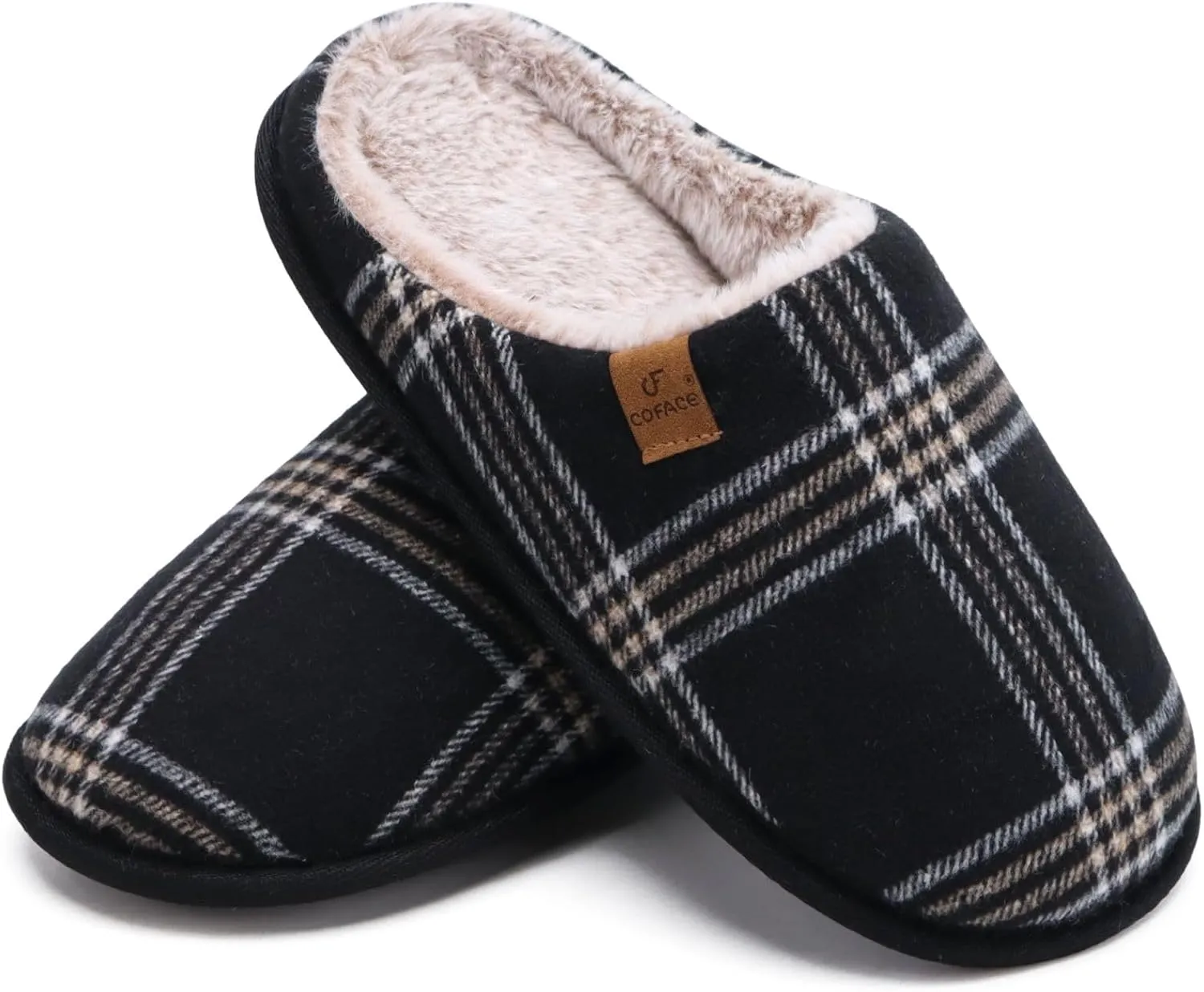 COFACE Unisex Mens Womens Cozy Memory Foam Scuff Slippers Casual Slip On Warm House Shoes Indoor/Outdoor Sandal Slippers With Arch Support Rubber Sole Size 4-15