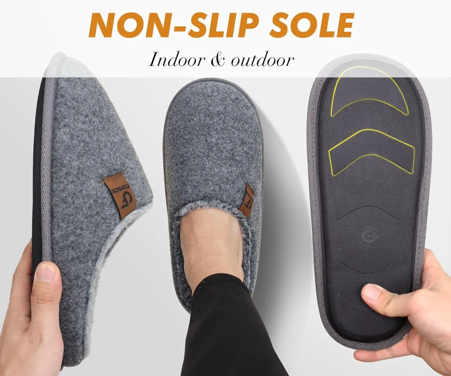 COFACE Unisex Mens Womens Cozy Memory Foam Scuff Slippers Casual Slip On Warm House Shoes Indoor/Outdoor Sandal Slippers With Arch Support Rubber Sole Size 4-15
