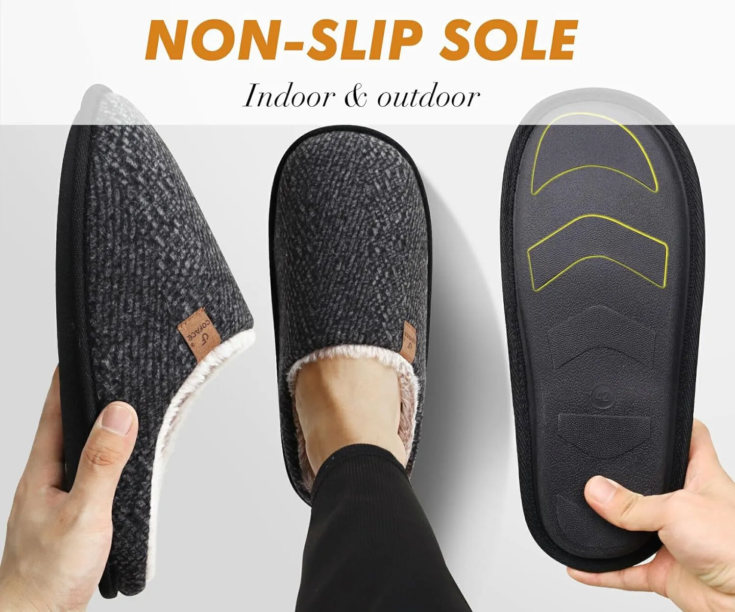 COFACE Unisex Mens Womens Cozy Memory Foam Scuff Slippers Casual Slip On Warm House Shoes Indoor/Outdoor Sandal Slippers With Arch Support Rubber Sole Size 4-15