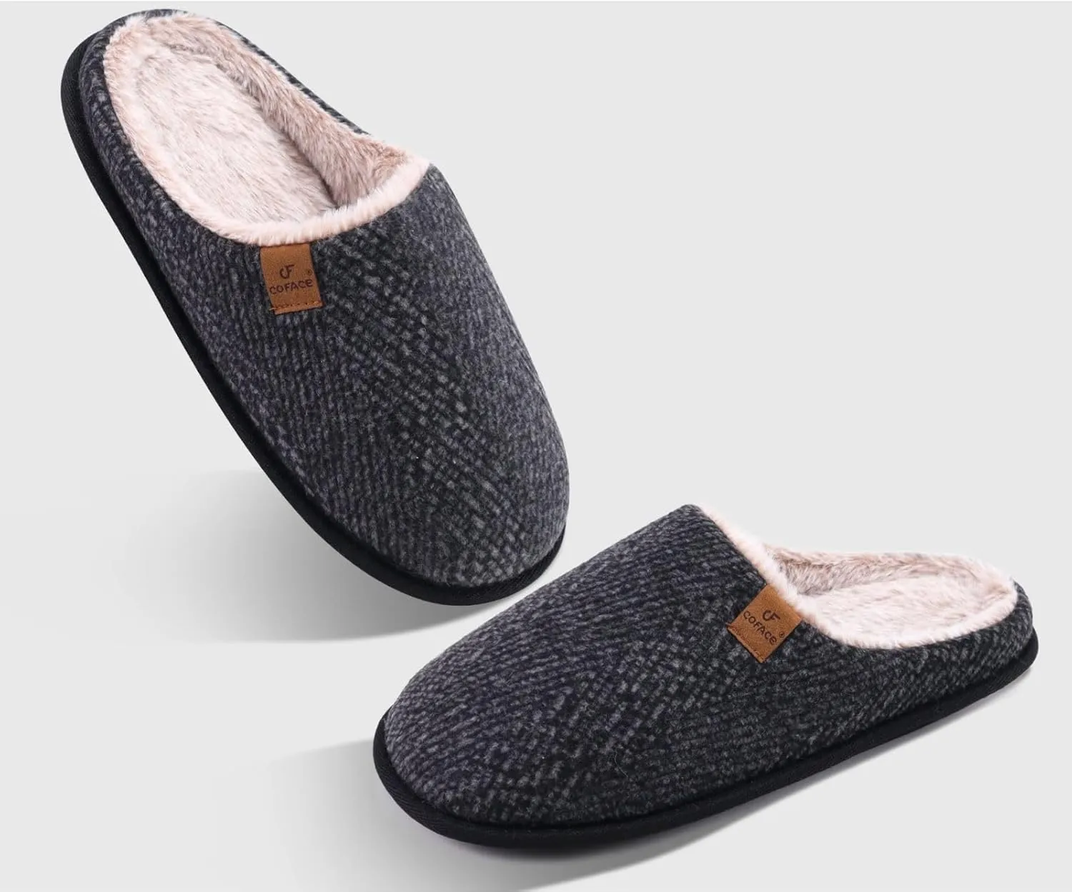 COFACE Unisex Mens Womens Cozy Memory Foam Scuff Slippers Casual Slip On Warm House Shoes Indoor/Outdoor Sandal Slippers With Arch Support Rubber Sole Size 4-15