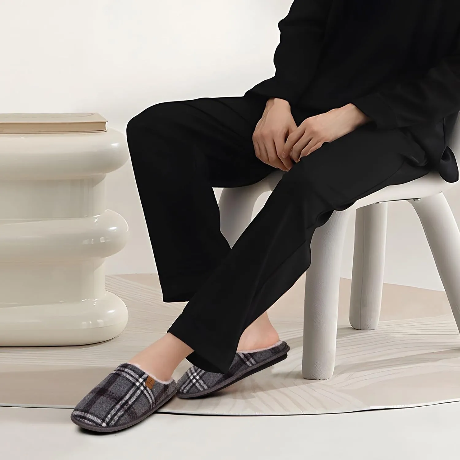 COFACE Unisex Mens Womens Cozy Memory Foam Scuff Slippers Casual Slip On Warm House Shoes Indoor/Outdoor Sandal Slippers With Arch Support Rubber Sole Size 4-15