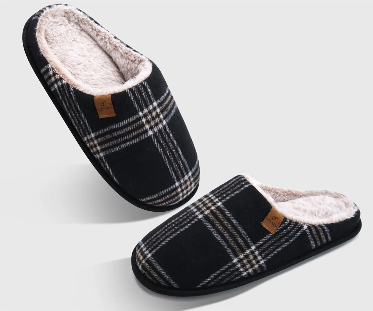 COFACE Unisex Mens Womens Cozy Memory Foam Scuff Slippers Casual Slip On Warm House Shoes Indoor/Outdoor Sandal Slippers With Arch Support Rubber Sole Size 4-15