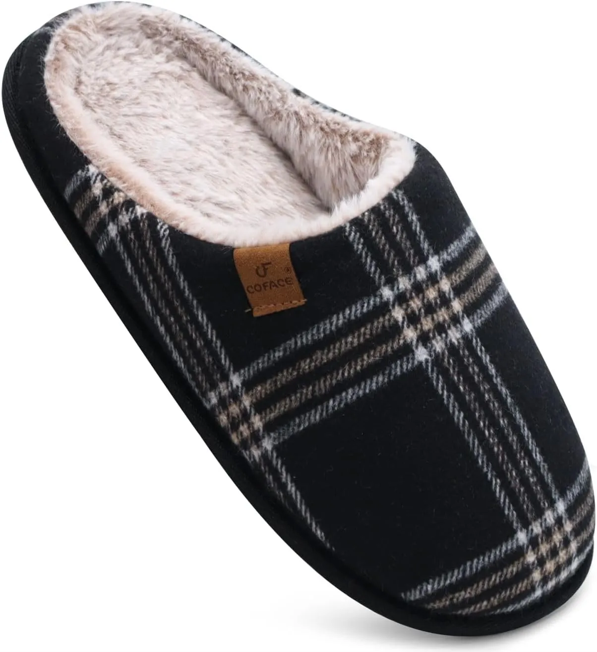 COFACE Unisex Mens Womens Cozy Memory Foam Scuff Slippers Casual Slip On Warm House Shoes Indoor/Outdoor Sandal Slippers With Arch Support Rubber Sole Size 4-15