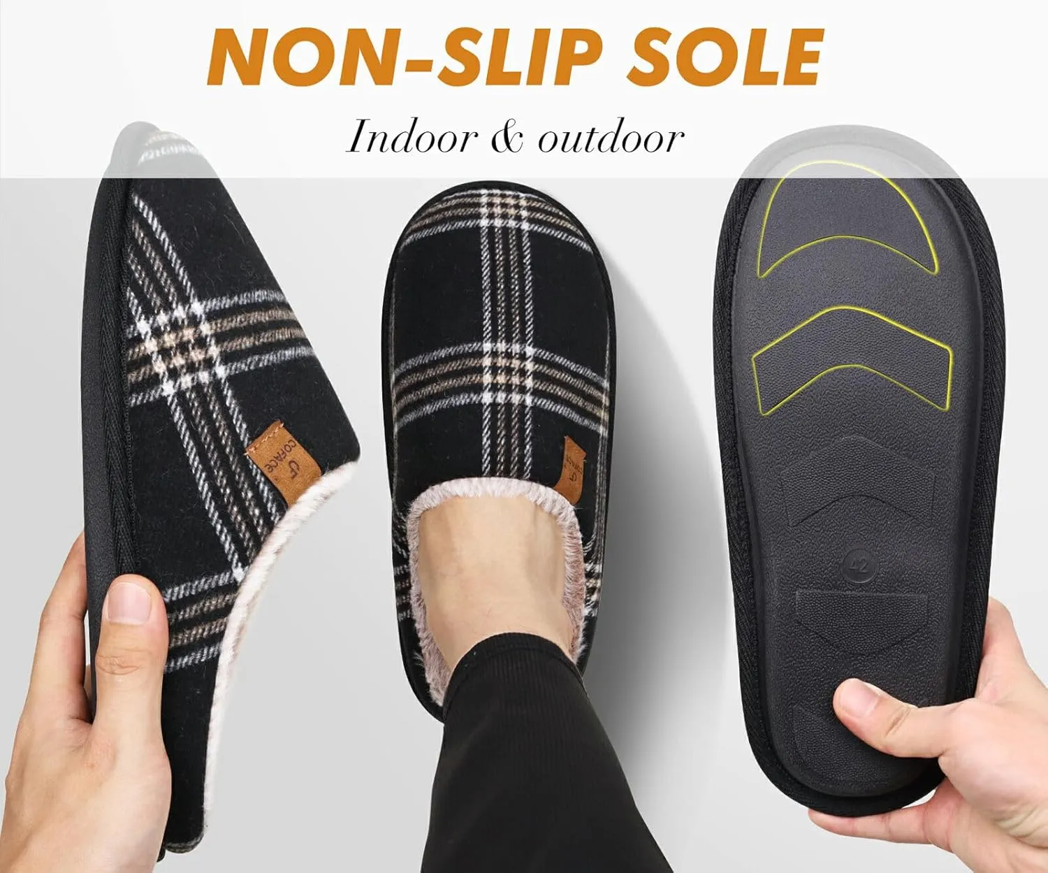COFACE Unisex Mens Womens Cozy Memory Foam Scuff Slippers Casual Slip On Warm House Shoes Indoor/Outdoor Sandal Slippers With Arch Support Rubber Sole Size 4-15