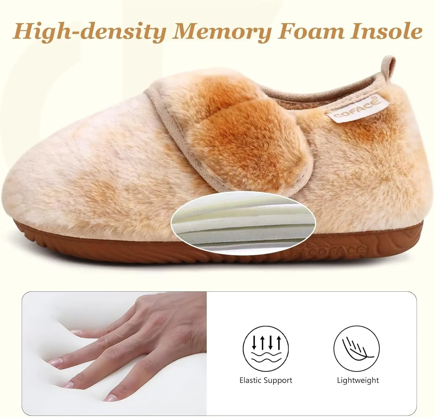COFACE Women House Slippers Memory Foam Fluffy Slippers Ladies House Shoes Indoor Outdoor