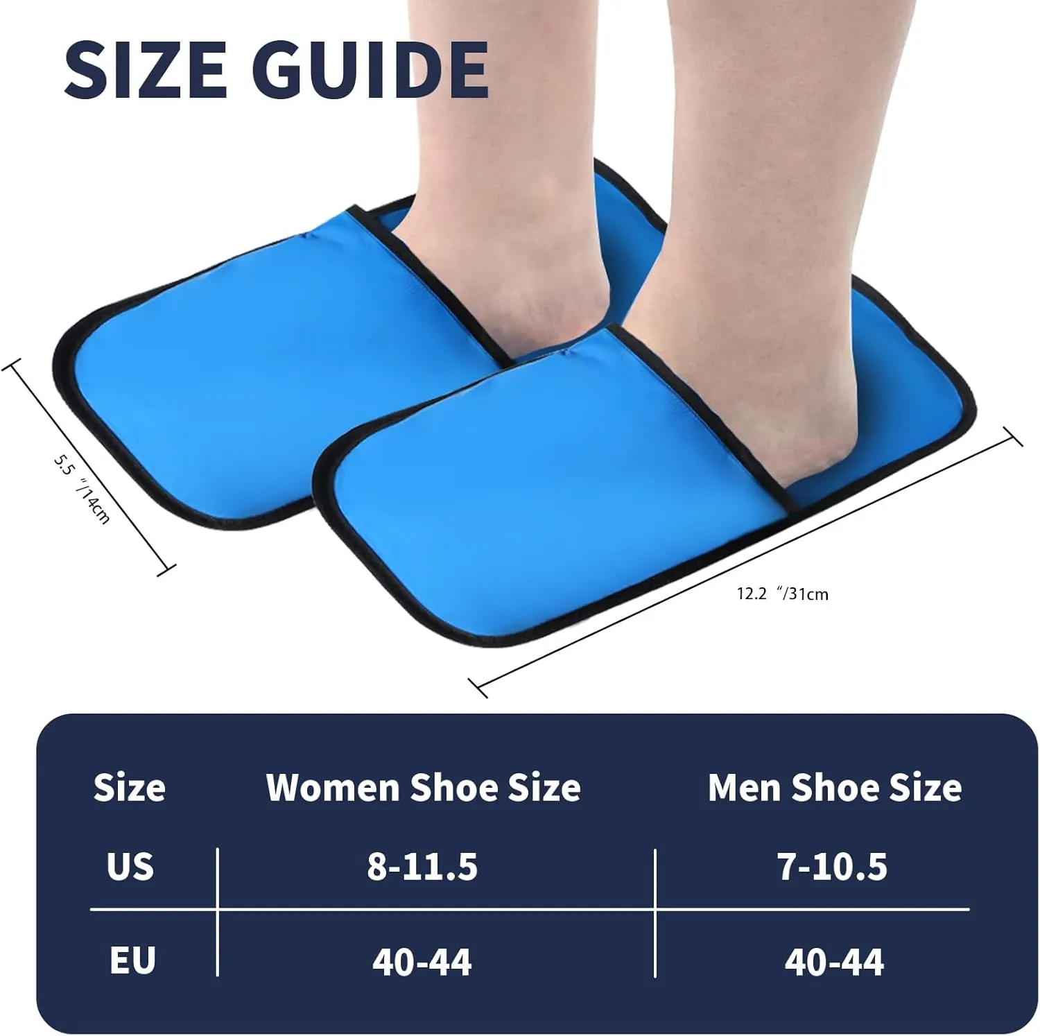 Cold Therapy Slippers, Foot Ice Pack Wrap, Neuropathy Slippers Rapid Relief Ice Slippers for Tired and Swollen feet, Hot feet, Plantar Fasciitis Relief (Blue, Large)