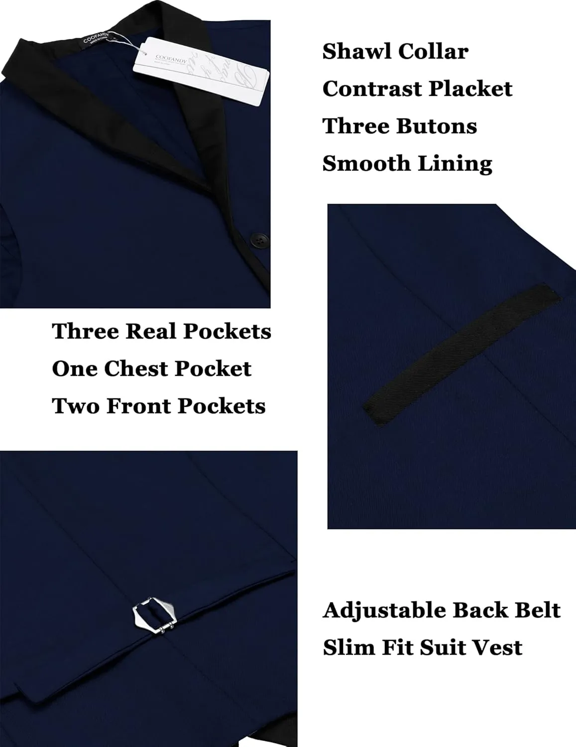 COOFANDY Men's Suit Vest Slim Fit Formal Business Dress Vest Casual Wedding Waistcoat