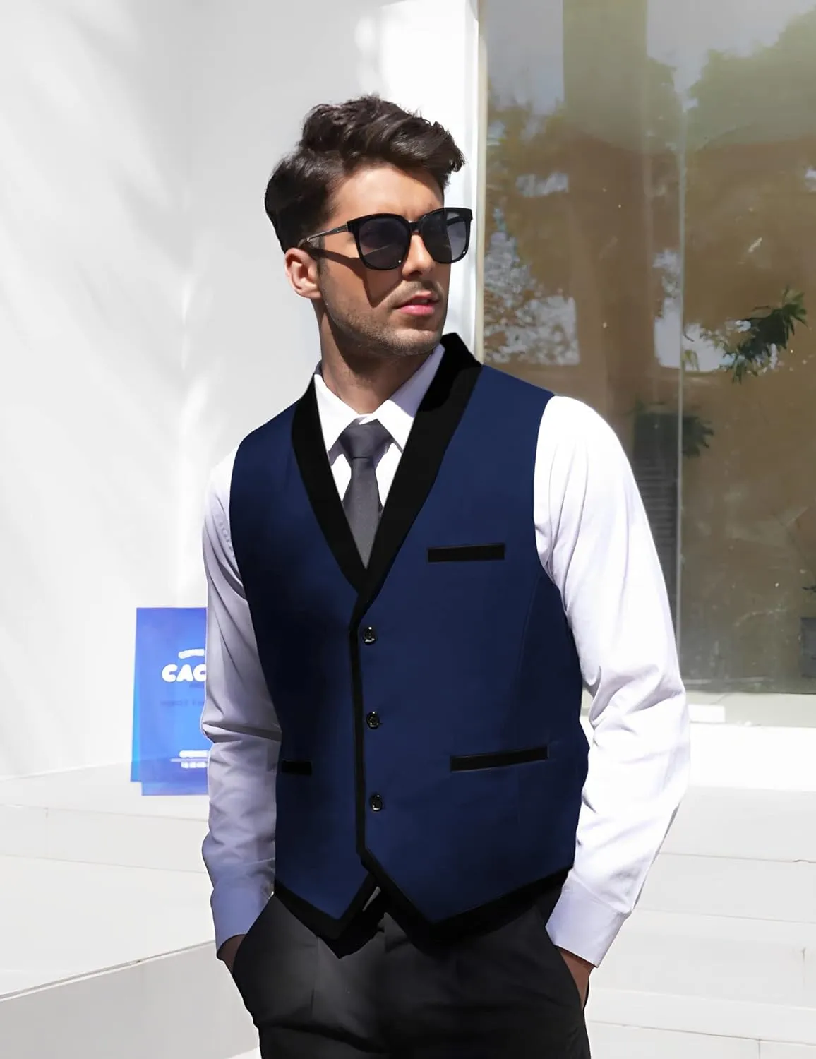 COOFANDY Men's Suit Vest Slim Fit Formal Business Dress Vest Casual Wedding Waistcoat