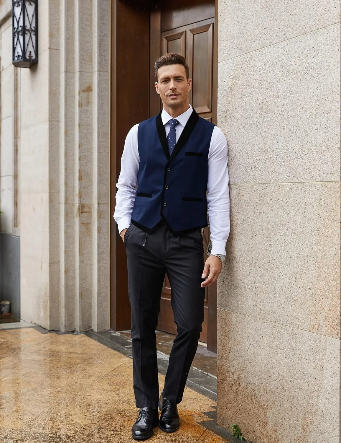 COOFANDY Men's Suit Vest Slim Fit Formal Business Dress Vest Casual Wedding Waistcoat
