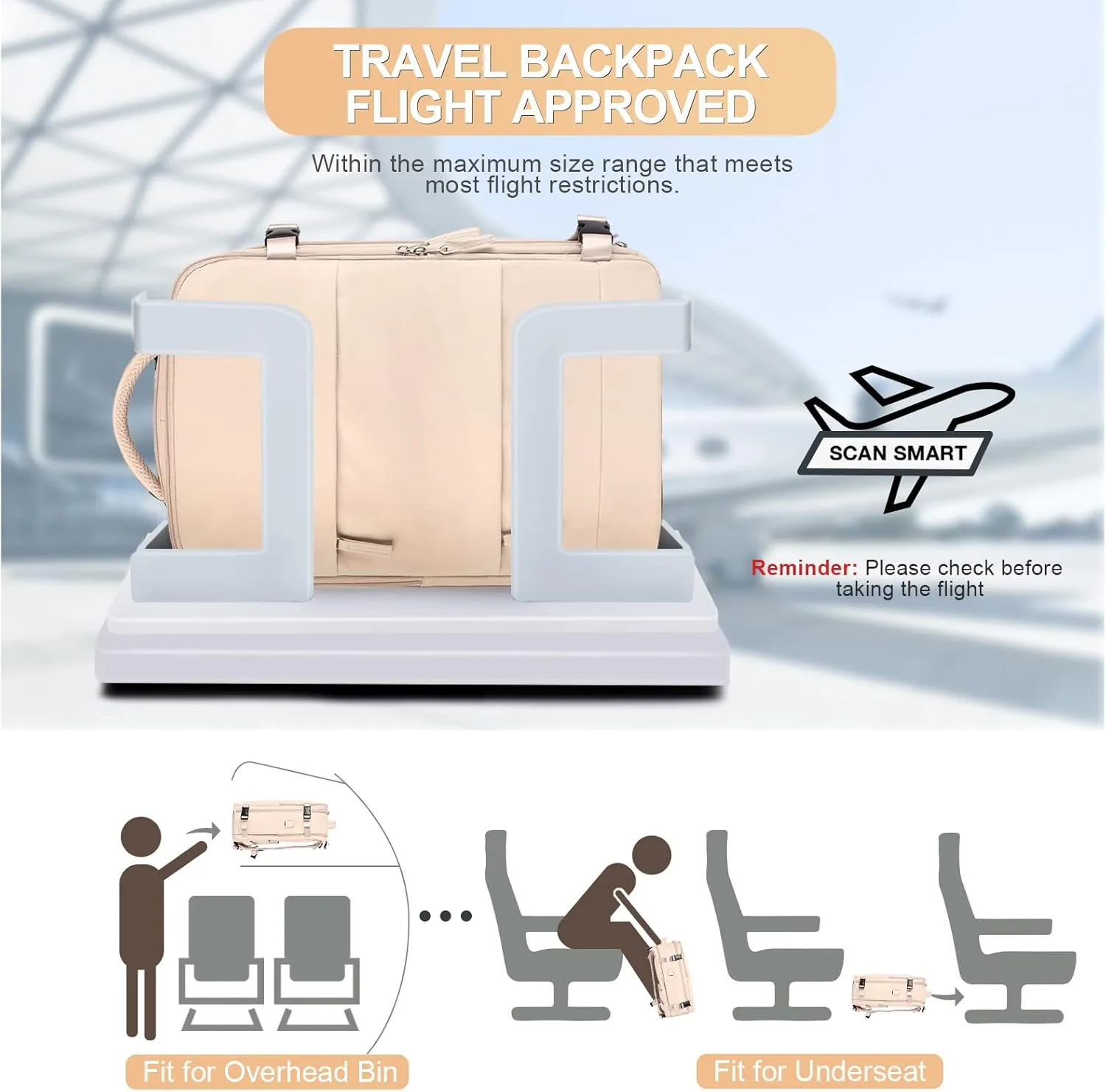 coofay Carry On Backpack Flight Approved Personal Item Travel Backpack For Women Airline Approved Waterproof Sports Luggage Backpack Casual Daypack Small Hiking Backpack