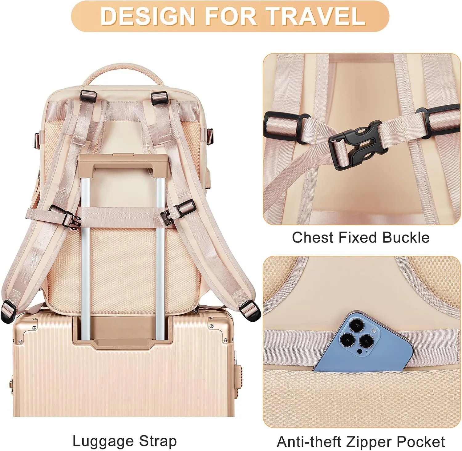 coofay Carry On Backpack Flight Approved Personal Item Travel Backpack For Women Airline Approved Waterproof Sports Luggage Backpack Casual Daypack Small Hiking Backpack